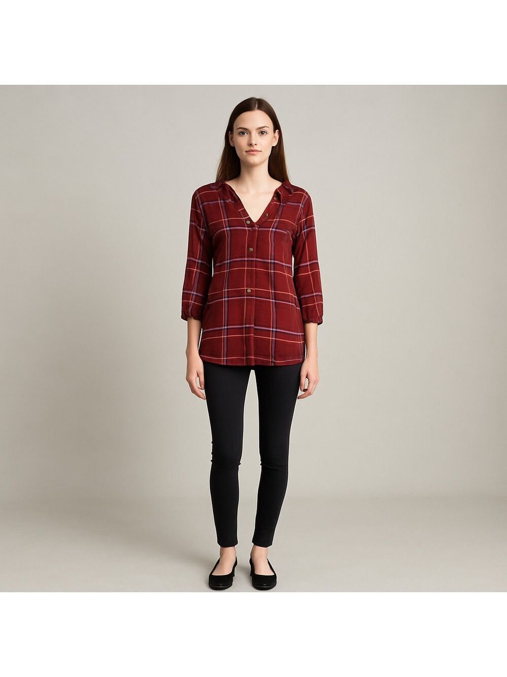 Motherhood Plaid Tie Back Top Size Small